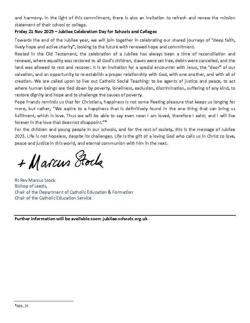 85.24 Jubilee Year 2025 Pilgrims of Hope letter from Bishop Marcus Stock Page 2